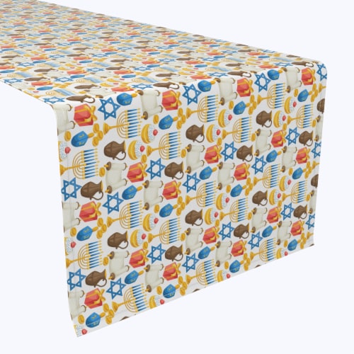 Table Runner, 100% Polyester, 14x108", Menorah Memories Perspective: front
