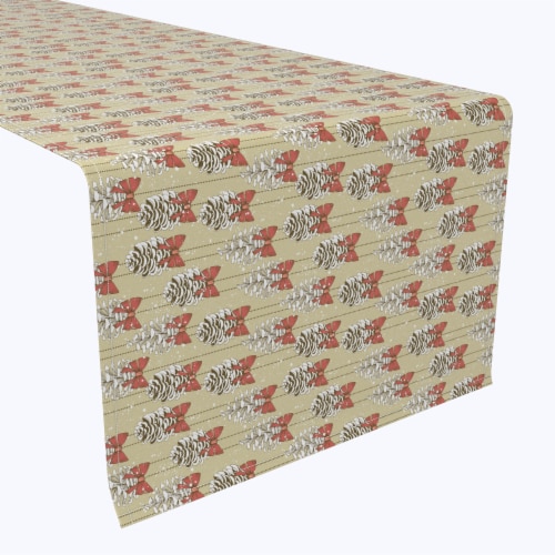 Table Runner, 100% Polyester, 12x72", Pine Cones with Bows Perspective: front