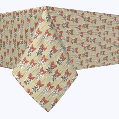Rectangular Tablecloth, 100% Polyester, 60x104", Pine Cones with Bows Perspective: front