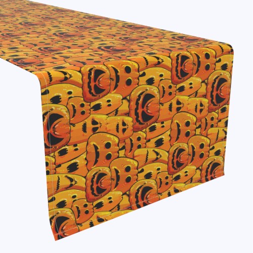 Table Runner, 100% Polyester, 12x72 , Pumpkin Ghost Faces Perspective: front