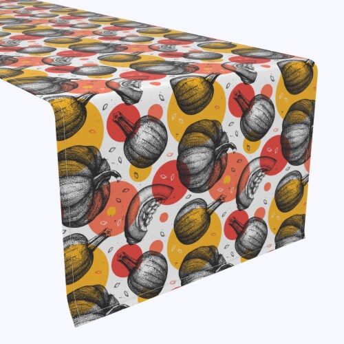 Table Runner, 100% Polyester, 14x108 , Pumpkins and Autumn Dots Perspective: front