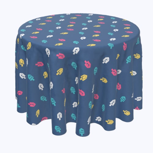 Round Tablecloth, 100% Polyester, 60" Round, Simple Dreidel Toss Perspective: front