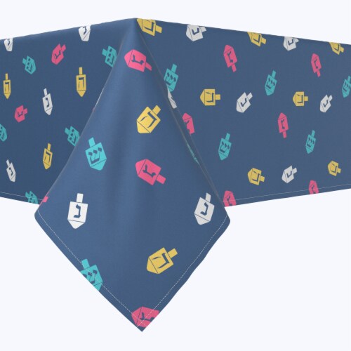 Rectangular Tablecloth, 100% Polyester, 60x84", Simple Dreidel Toss Perspective: front