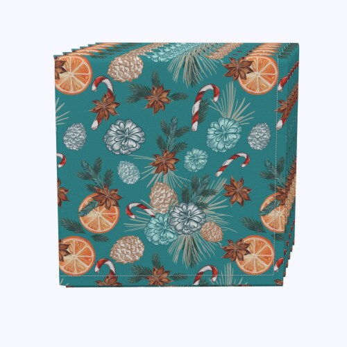 Napkin Set, 100% Polyester, Set of 4, 18x18 , Vintage Winter Pattern Perspective: front