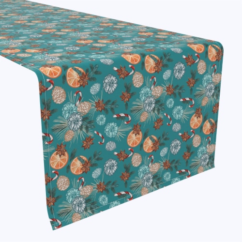 Table Runner, 100% Polyester, 14x108", Vintage Winter Pattern Perspective: front