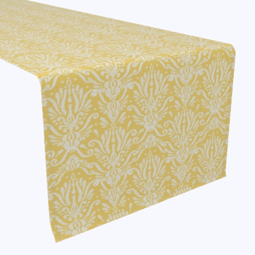 Table Runner, 100% Polyester, 12x72 , Yellow Keyhole Damask Perspective: front