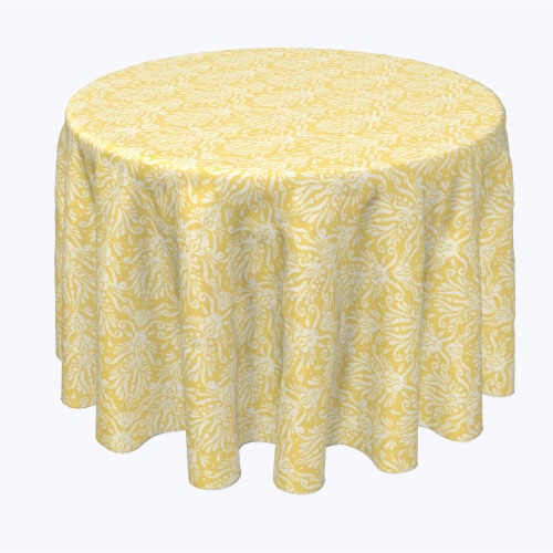 Round Tablecloth, 100% Polyester, 60" Round, Yellow Keyhole Damask Perspective: front