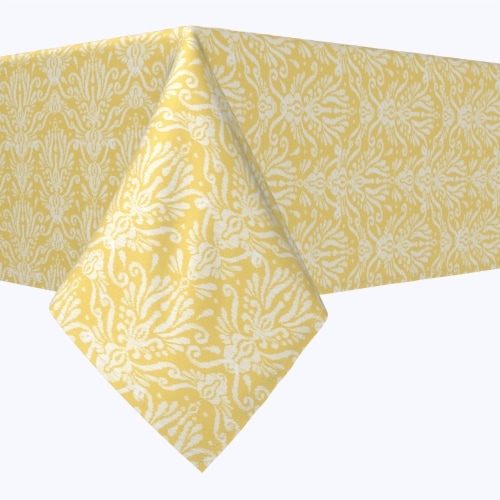 Rectangular Tablecloth, 100% Polyester, 60x120", Yellow Keyhole Damask Perspective: front