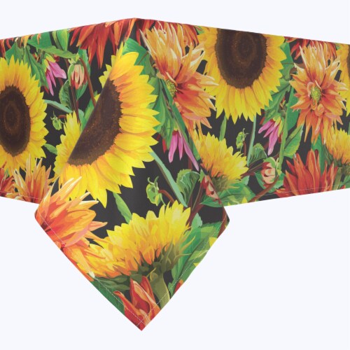 Rectangular Tablecloth, 100% Polyester, 60x120", Sunflower Garden Perspective: front