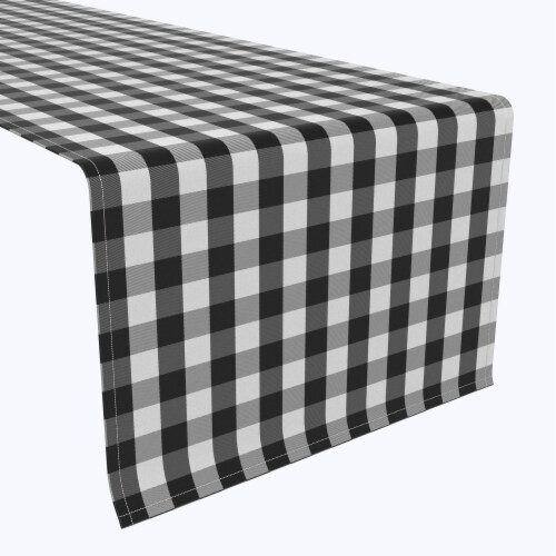 Table Runner, 100% Polyester, 12x72 , Picnic Check, Black Perspective: front