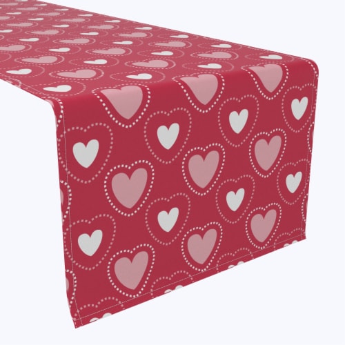 Table Runner, 100% Polyester, 12x72", Hearts in Stitches Perspective: front