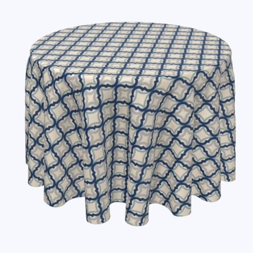 Round Tablecloth, 100% Polyester, 60" Round, Blue Diamond Ogee Perspective: front