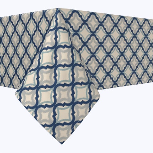 Rectangular Tablecloth, 100% Polyester, 60x84", Blue Diamond Ogee Perspective: front