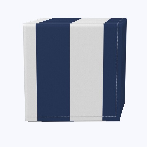 Napkin Set, 100% Polyester, Set of 4, 18x18 , 3 Cabana Stripe, Navy & White Perspective: front