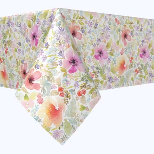 Rectangular Tablecloth, 100% Polyester, 60x84", Botanical Garden Dogwood Perspective: front
