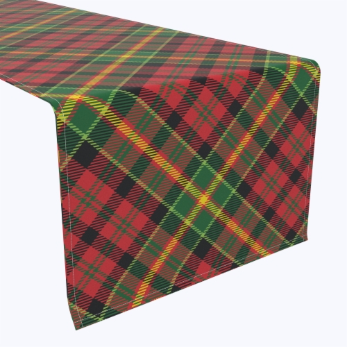 Table Runner, 100% Polyester, 14x108", Christmas Plaid Perspective: front
