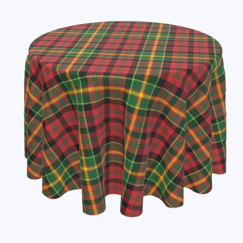 Round Tablecloth, 100% Polyester, 60" Round, Christmas Plaid Perspective: front