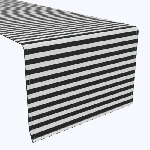 Table Runner, 100% Polyester, 12x72 , Small Stripes, Black Perspective: front