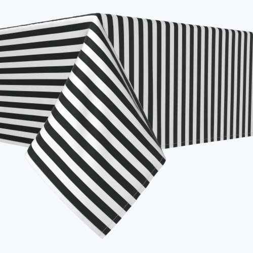 Rectangular Tablecloth, 100% Polyester, 60x84", Small Stripes, Black Perspective: front