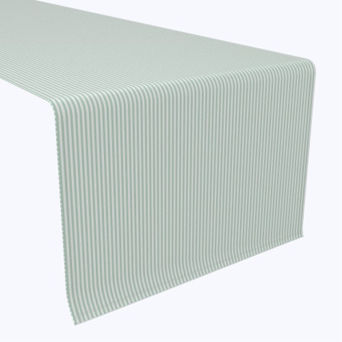 Table Runner, 100% Polyester, 12x72", Pinstripes, Celadon & White Perspective: front