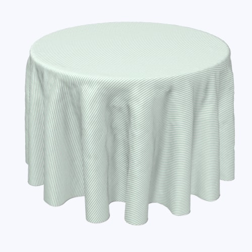 Round Tablecloth, 100% Polyester, 60" Round, Pinstripes, Celadon & White Perspective: front