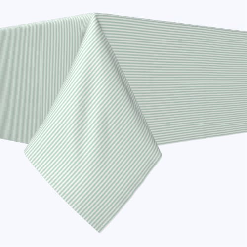 Rectangular Tablecloth, 100% Polyester, 60x120", Pinstripes, Celadon & White Perspective: front