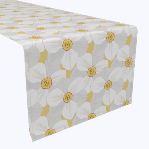 Table Runner, 100% Polyester, 14x108", Large Petal Flowers Perspective: front