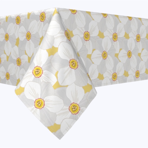 Rectangular Tablecloth, 100% Polyester, 60x84", Large Petal Flowers Perspective: front