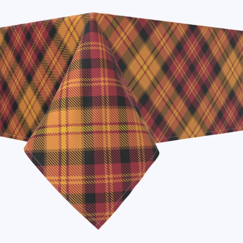 Rectangular Tablecloth, 100% Polyester, 60x104", Plaid, Fall Harvest Perspective: front
