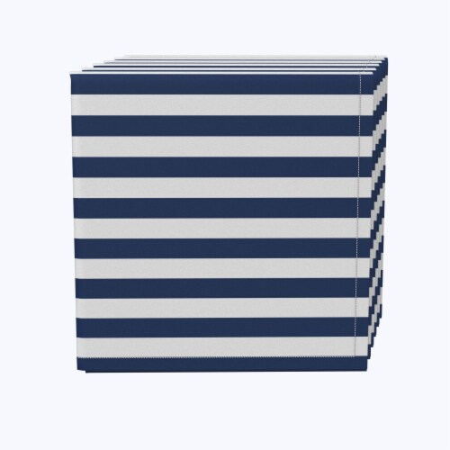 Napkin Set, 100% Polyester, Set of 4, 18x18 , Small Stripes, Navy Perspective: front