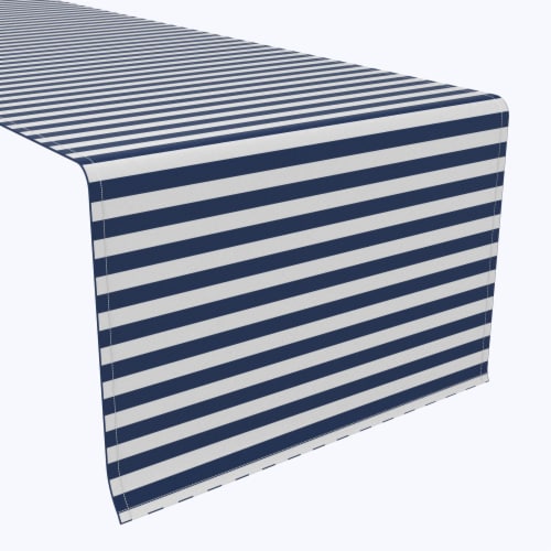Table Runner, 100% Polyester, 14x108 , Small Stripes, Navy Perspective: front