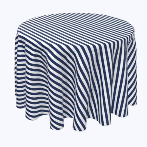 Round Tablecloth, 100% Polyester, 60" Round, Small Stripes, Navy Perspective: front