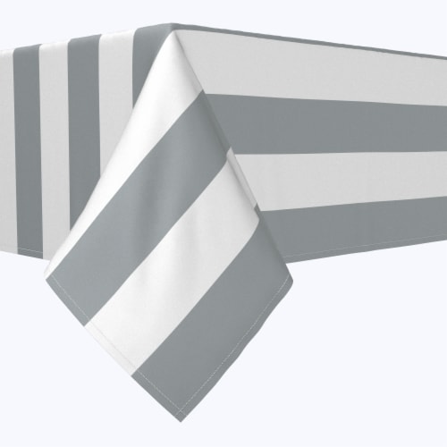 Rectangular Tablecloth, 100% Polyester, 60x104", 3" Cabana Stripe, Gray & White Perspective: front