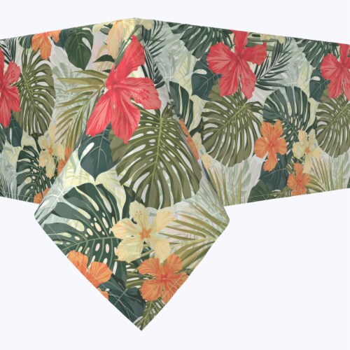 Rectangular Tablecloth, 100% Polyester, 60x120", Hibiscus Garden Perspective: front