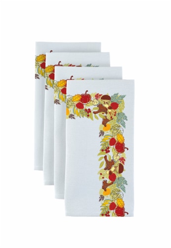 Napkin Set, 100% Polyester, Set of 4, 18x18 , Artistic Autumn Garland Perspective: front