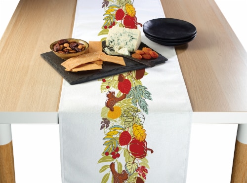 Table Runner, 100% Polyester, 14x108 , Artistic Autumn Garland Perspective: front