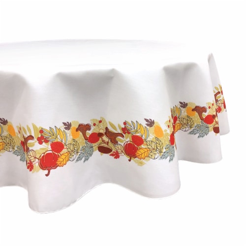 Round Tablecloth, 100% Polyester, 60" Round, Artistic Autumn Garland Perspective: front