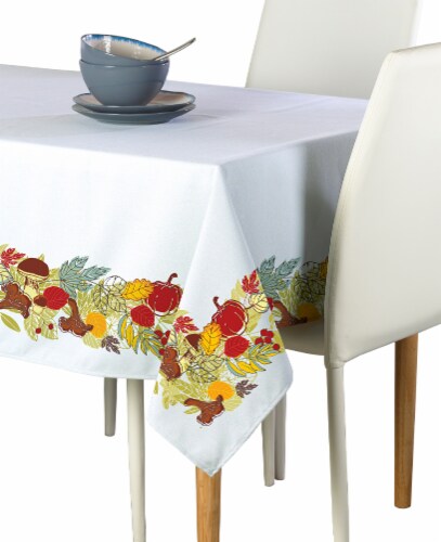 Rectangular Tablecloth, 100% Polyester, 60x104", Artistic Autumn Garland Perspective: front