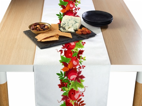 Table Runner, 100% Polyester, 14x108 , Autumn Apple Harvest Garland Perspective: front