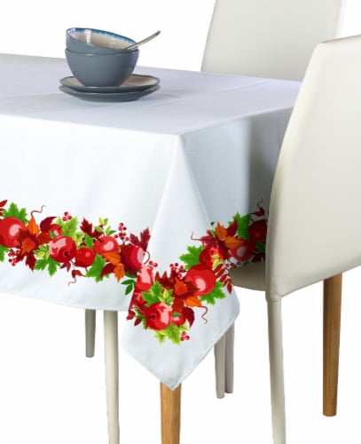 Rectangular Tablecloth, 100% Polyester, 60x104", Autumn Apple Harvest Garland Perspective: front