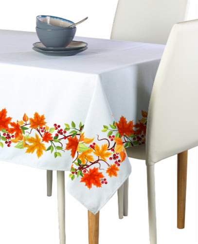 Rectangular Tablecloth, 100% Polyester, 60x104", Autumn Leaves Border Perspective: front