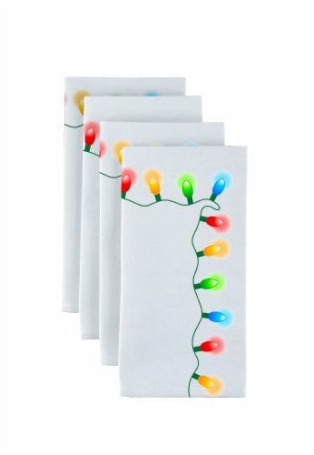 Napkin Set, 100% Polyester, Set of 4, 18x18 , Christmas Lights Garland Perspective: front