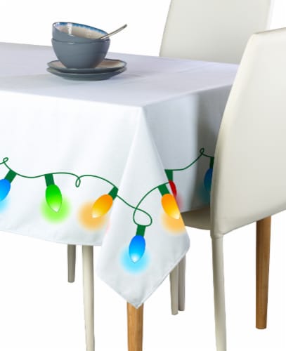 Rectangular Tablecloth, 100% Polyester, 60x104", Christmas Lights Garland Perspective: front