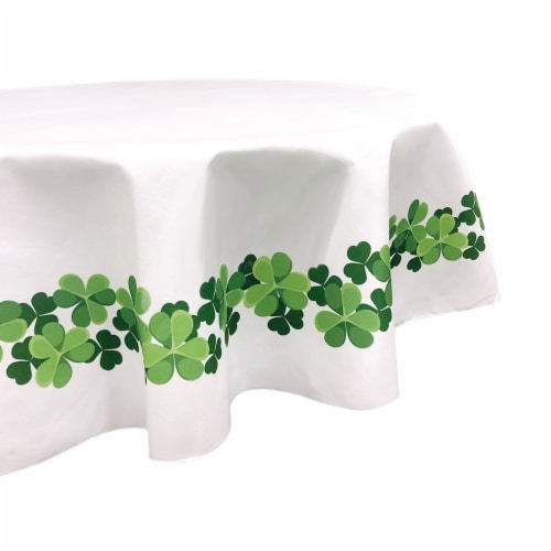 Round Tablecloth, 100% Polyester, 60" Round, Clover Garland Perspective: front