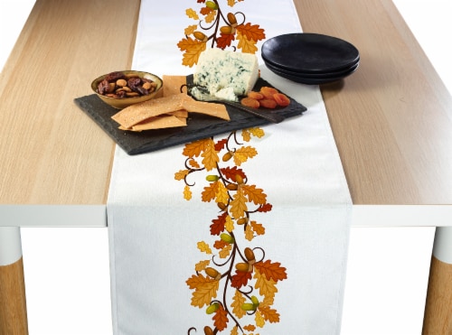 Table Runner, 100% Polyester, 12x72", Fall Foliage Garland Perspective: front