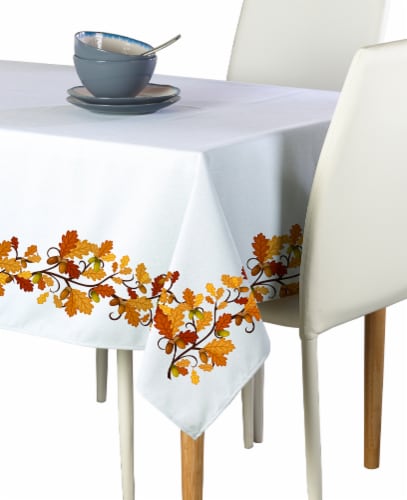 Rectangular Tablecloth, 100% Polyester, 60x104", Fall Foliage Garland Perspective: front