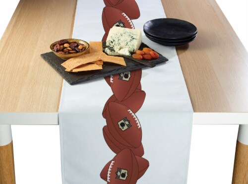 Table Runner, 100% Polyester, 12x72", Football Garland Perspective: front