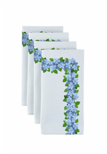 Napkin Set, 100% Polyester, Set of 4, 18x18 , Forget Me Not Garland Perspective: front