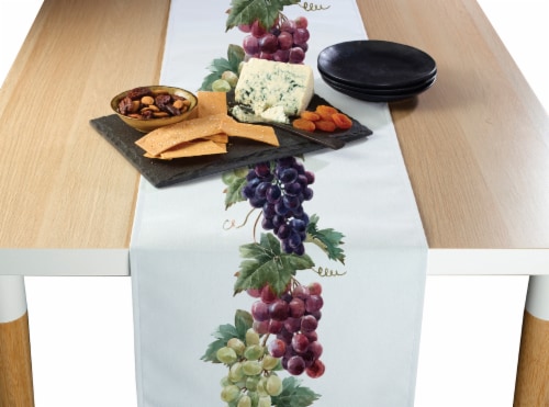 Table Runner, 100% Polyester, 14x108", Grape Vine Garland Perspective: front