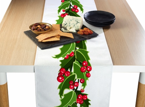 Table Runner, 100% Polyester, 12x72", Holly Garland Perspective: front